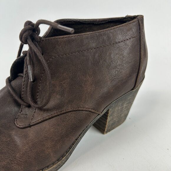 Rocket Dog Boots Womens 8 Ankle Booties Brown Leather Lace Up Block Heels - Picture 14 of 16